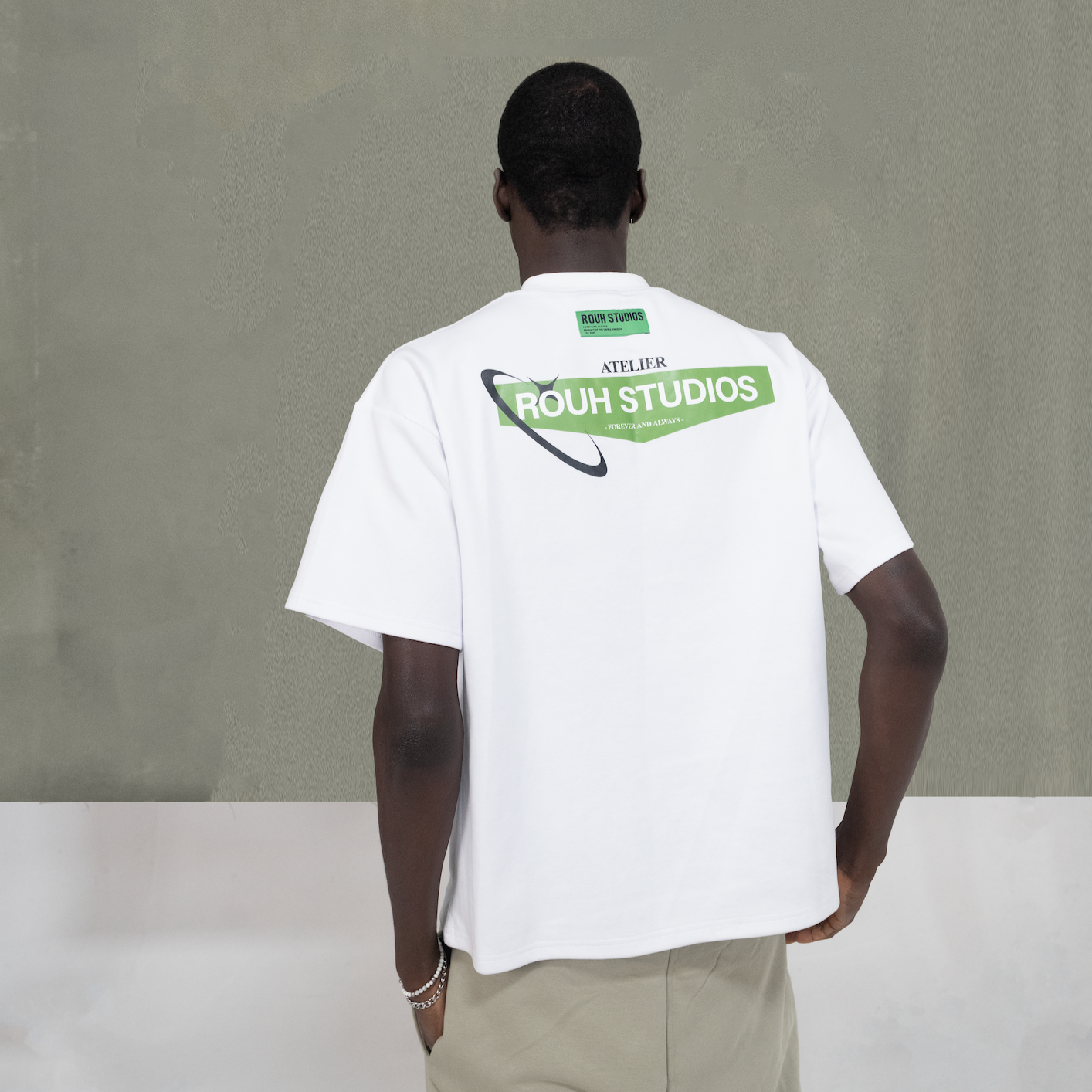 White and Green Logo T-shirt