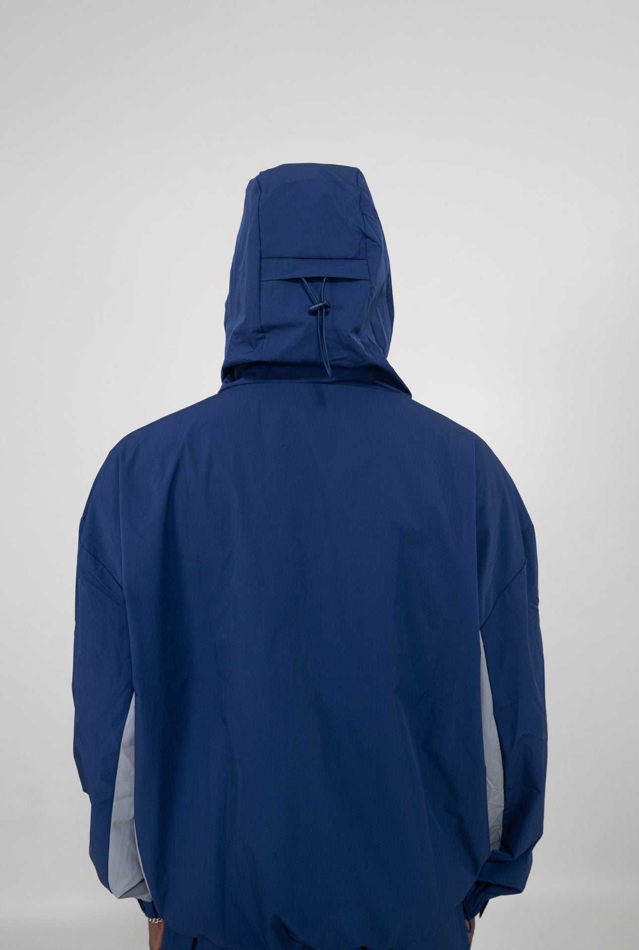 ROUH - NYLON PANELLED TRACK JACKET - NAVY GREY