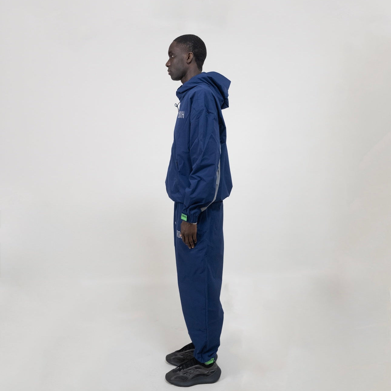 ROUH - NYLON PANELLED TRACK JACKET - NAVY GREY