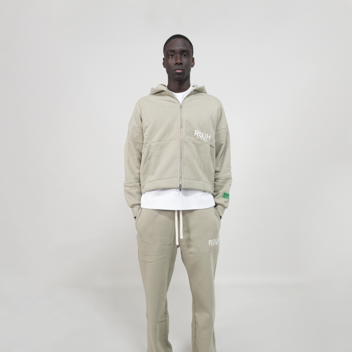 ROUH - OLIVE GREEN DOUBLE ZIP HOODIE