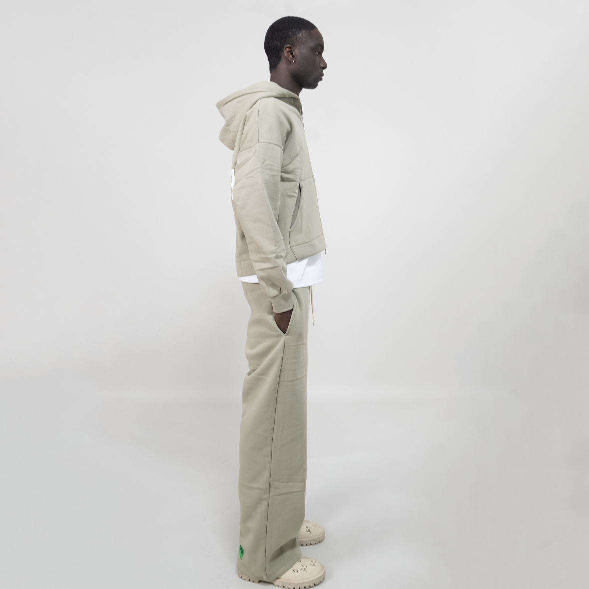 ROUH - OLIVE GREEN DOUBLE ZIP HOODIE