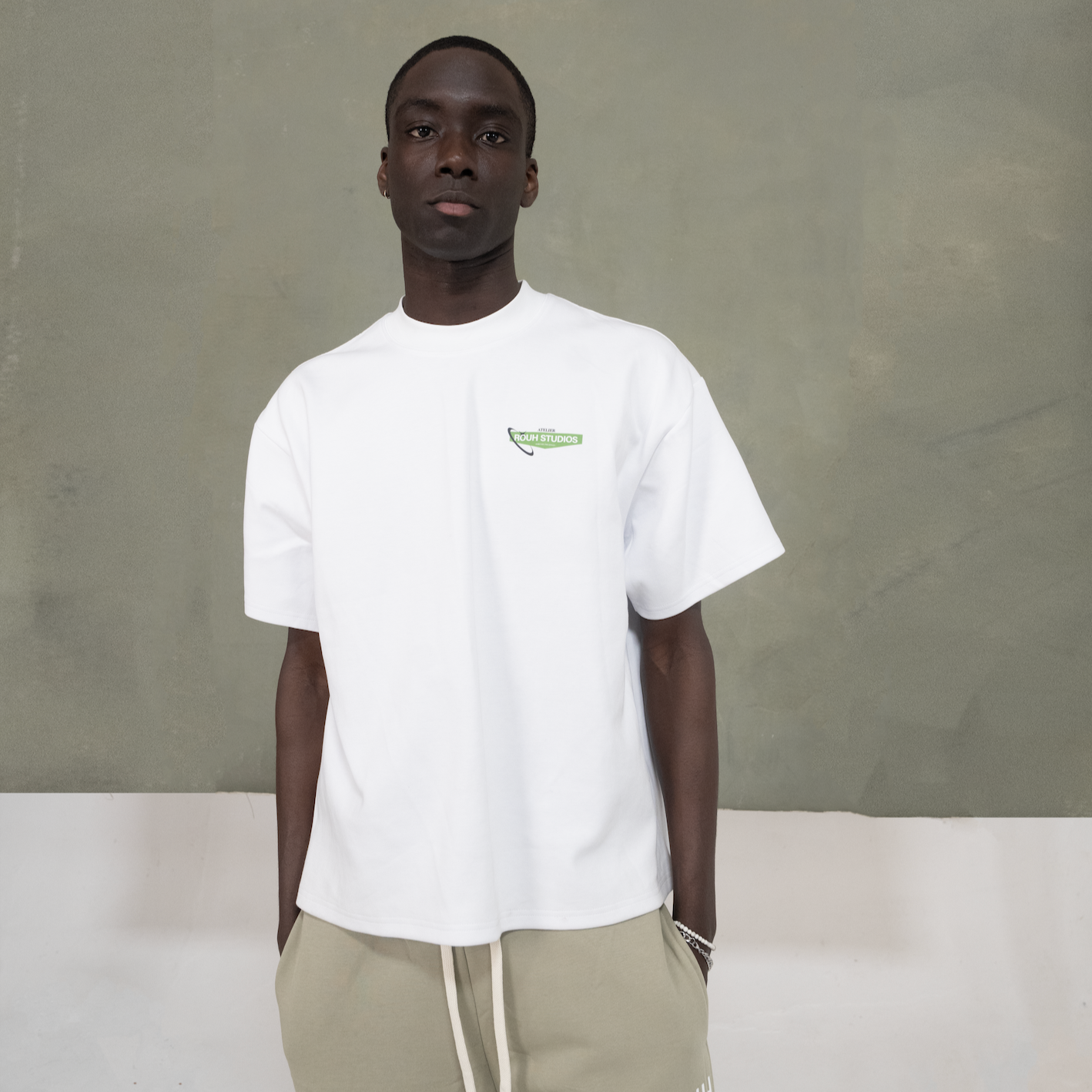 White and Green Logo T-shirt