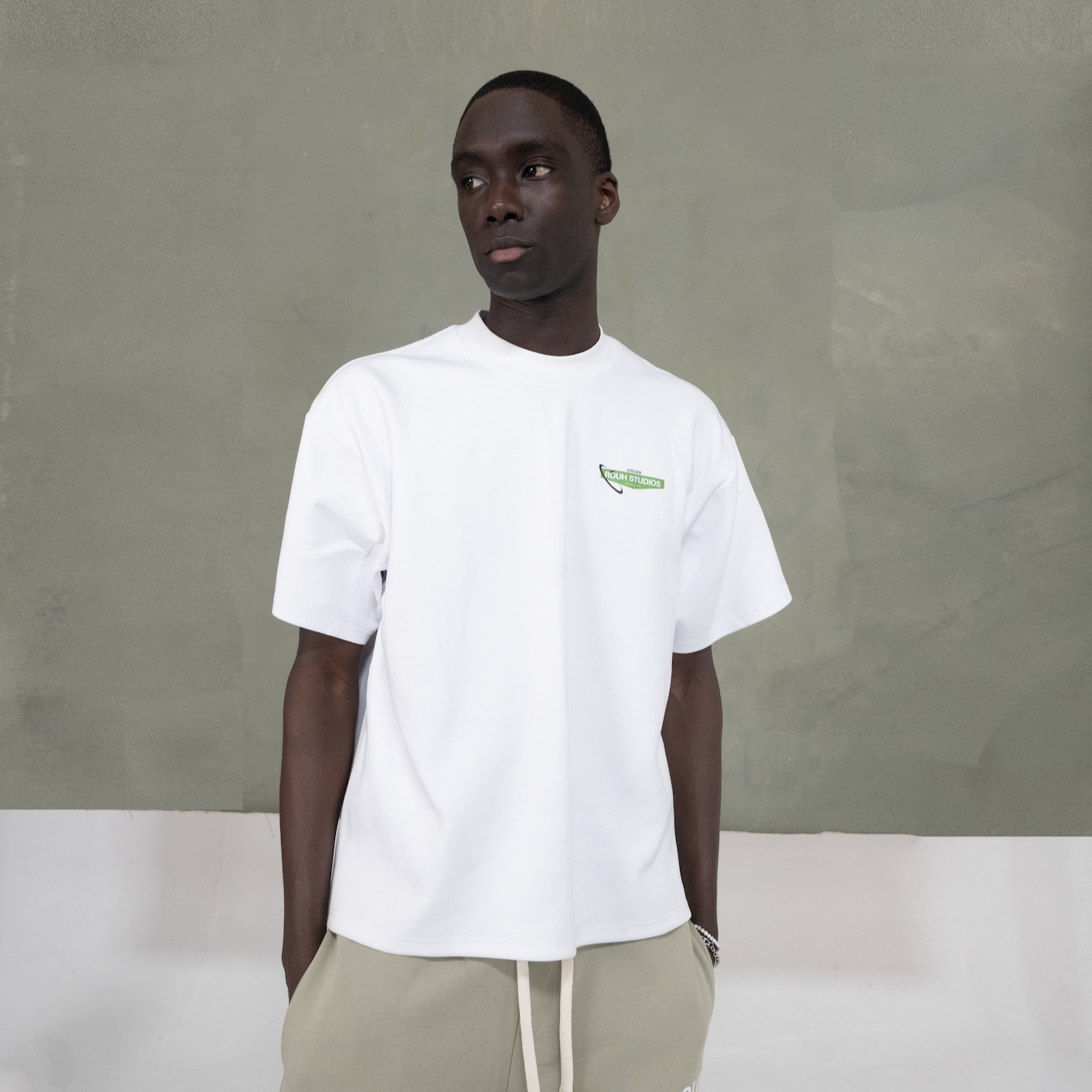 White and Green Logo T-shirt