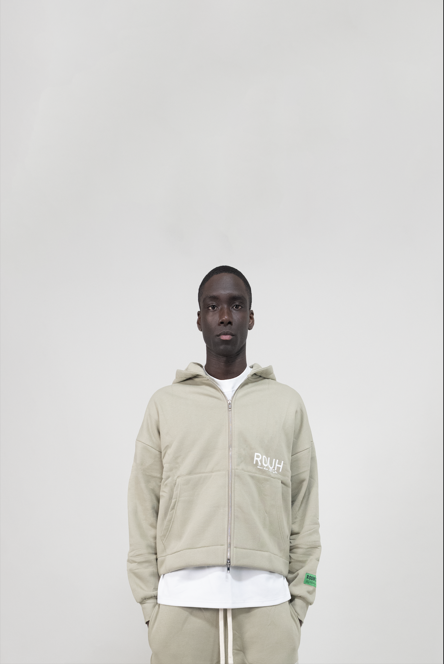ROUH - OLIVE GREEN DOUBLE ZIP HOODIE
